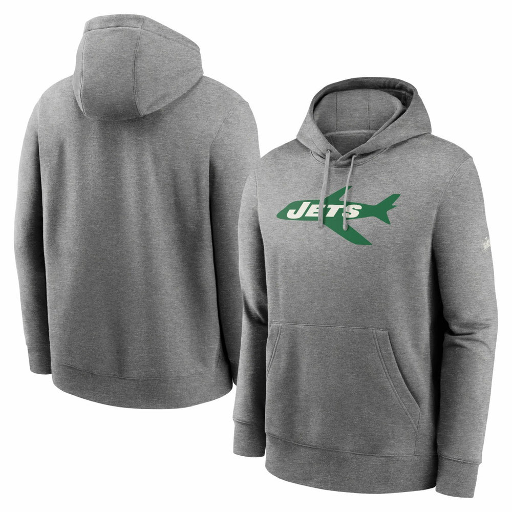 New York Jets Rewind Club Fleece Pullover Hoodie - Heathered Gray - Nike