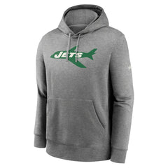 New York Jets Rewind Club Fleece Pullover Hoodie - Heathered Gray - Nike