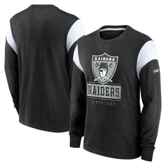 Oakland Raiders Rewind Playback Helmet Long Sleeve T-Shirt - Heather Black - Nike