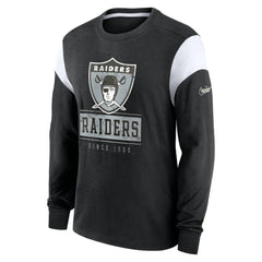 Oakland Raiders Rewind Playback Helmet Long Sleeve T-Shirt - Heather Black - Nike