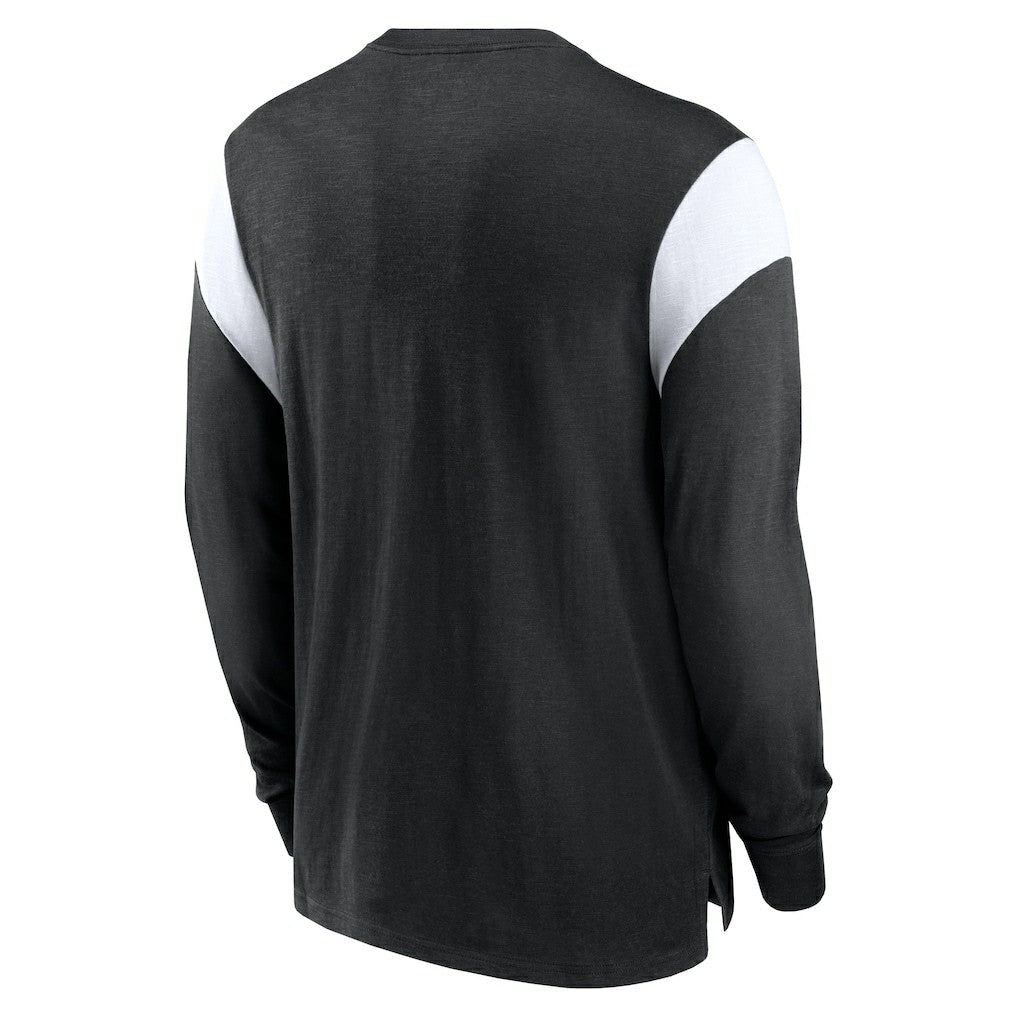 Oakland Raiders Rewind Playback Helmet Long Sleeve T-Shirt - Heather Black - Nike