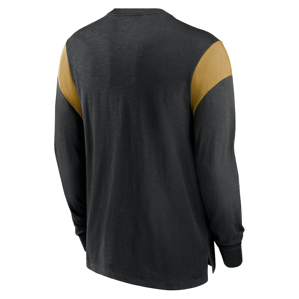 New Orleans Saints Rewind Playback Helmet Long Sleeve T-Shirt - Heather Black - Nike