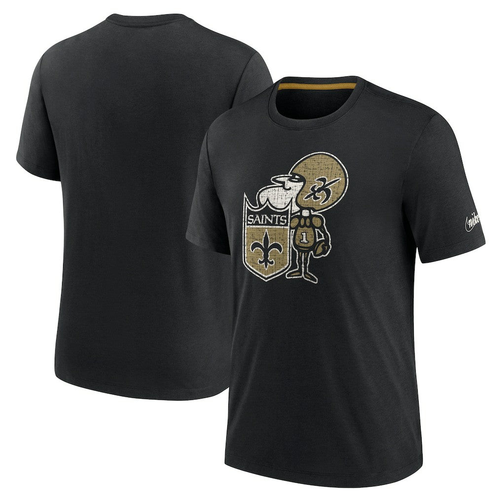 New Orleans Saints Rewind Playback Logo Tri-Blend T-Shirt - Black - Nike