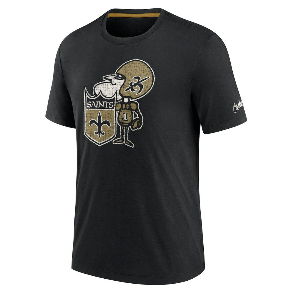 New Orleans Saints Rewind Playback Logo Tri-Blend T-Shirt - Black - Nike