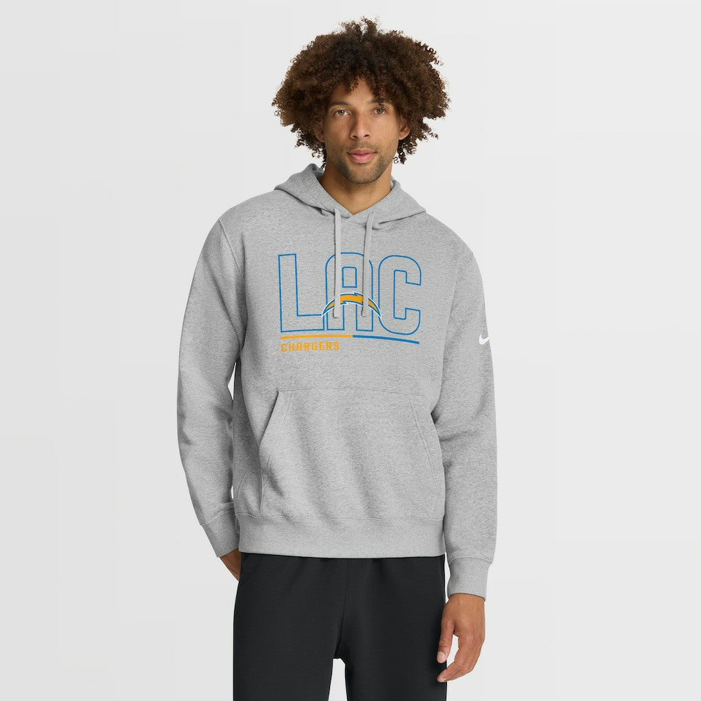 Los Angeles Chargers City Code Club Fleece Pullover Hoodie - Heathered Gray - Nike