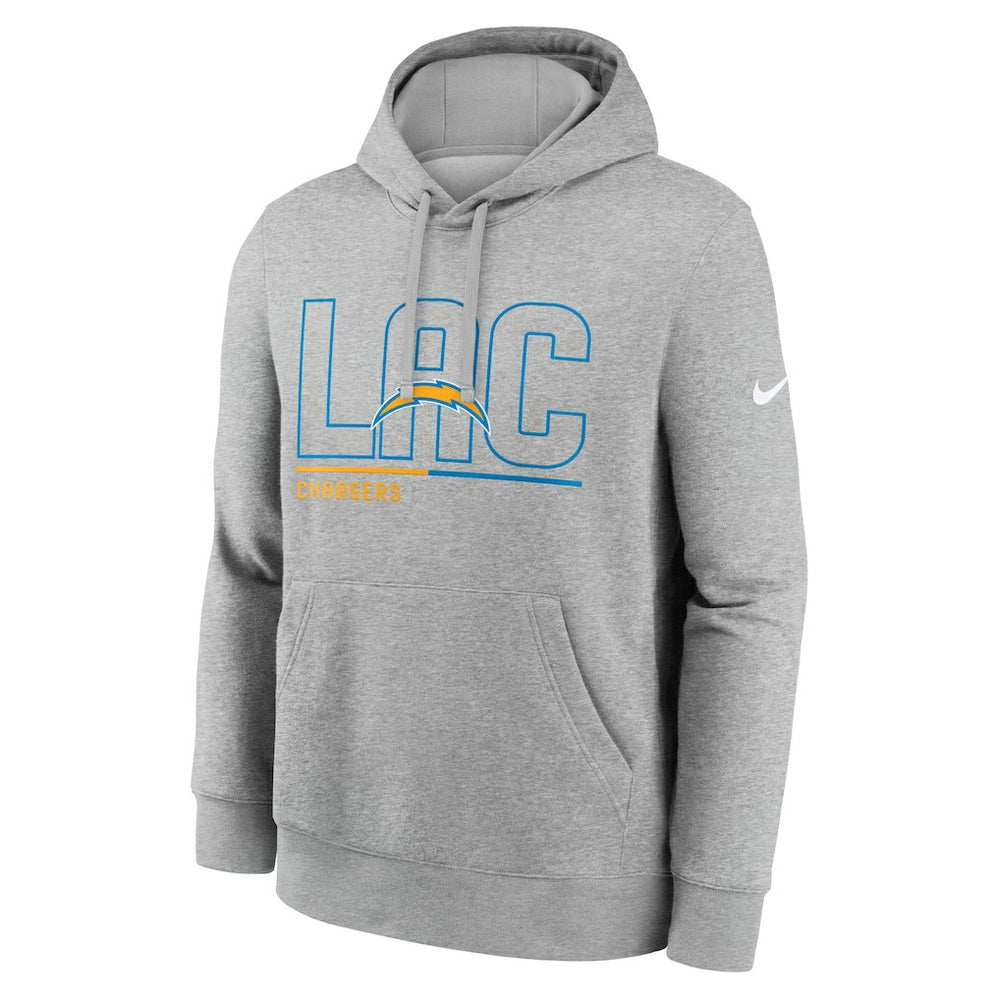 Los Angeles Chargers City Code Club Fleece Pullover Hoodie - Heathered Gray - Nike
