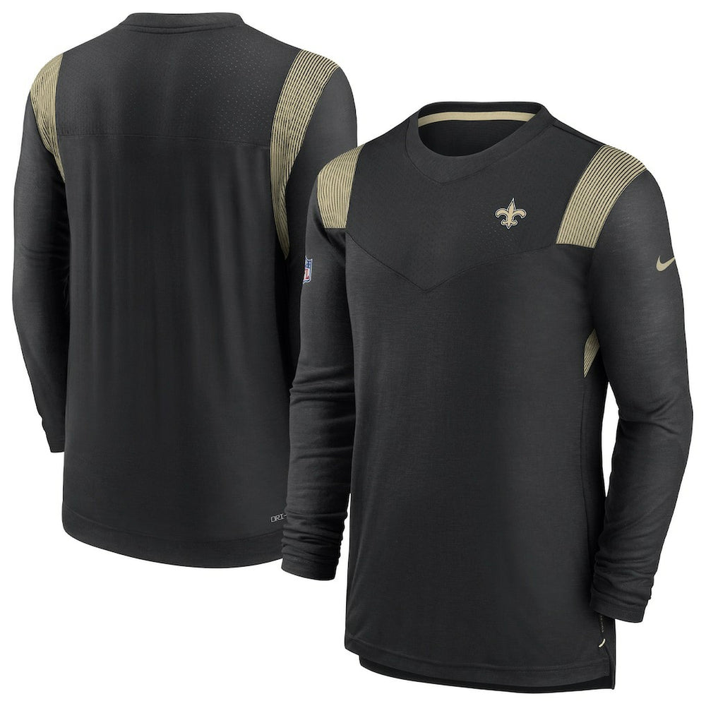 New Orleans Saints Sideline Tonal Logo Performance Player Long Sleeve T-Shirt - Black - Nike