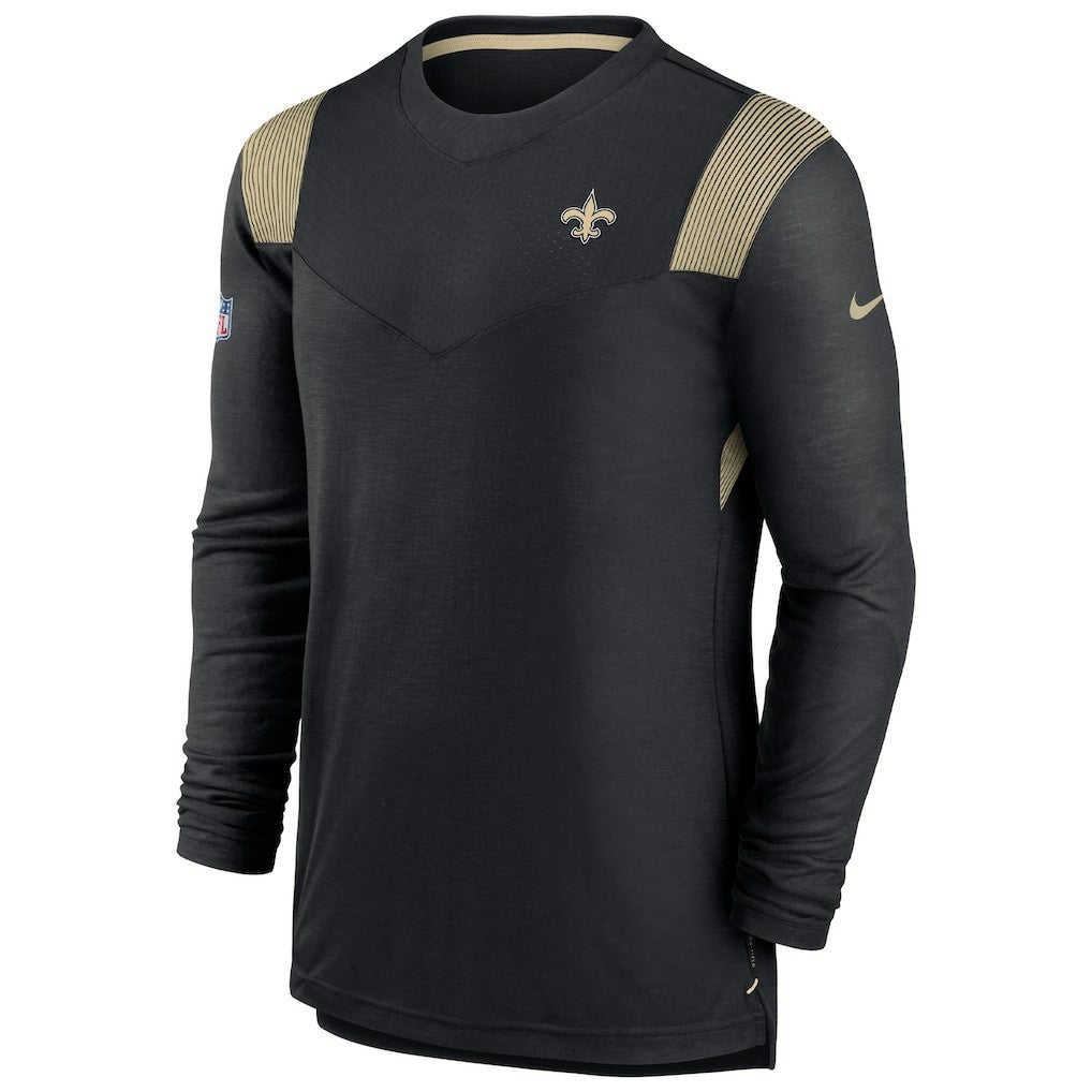 New Orleans Saints Sideline Tonal Logo Performance Player Long Sleeve T-Shirt - Black - Nike