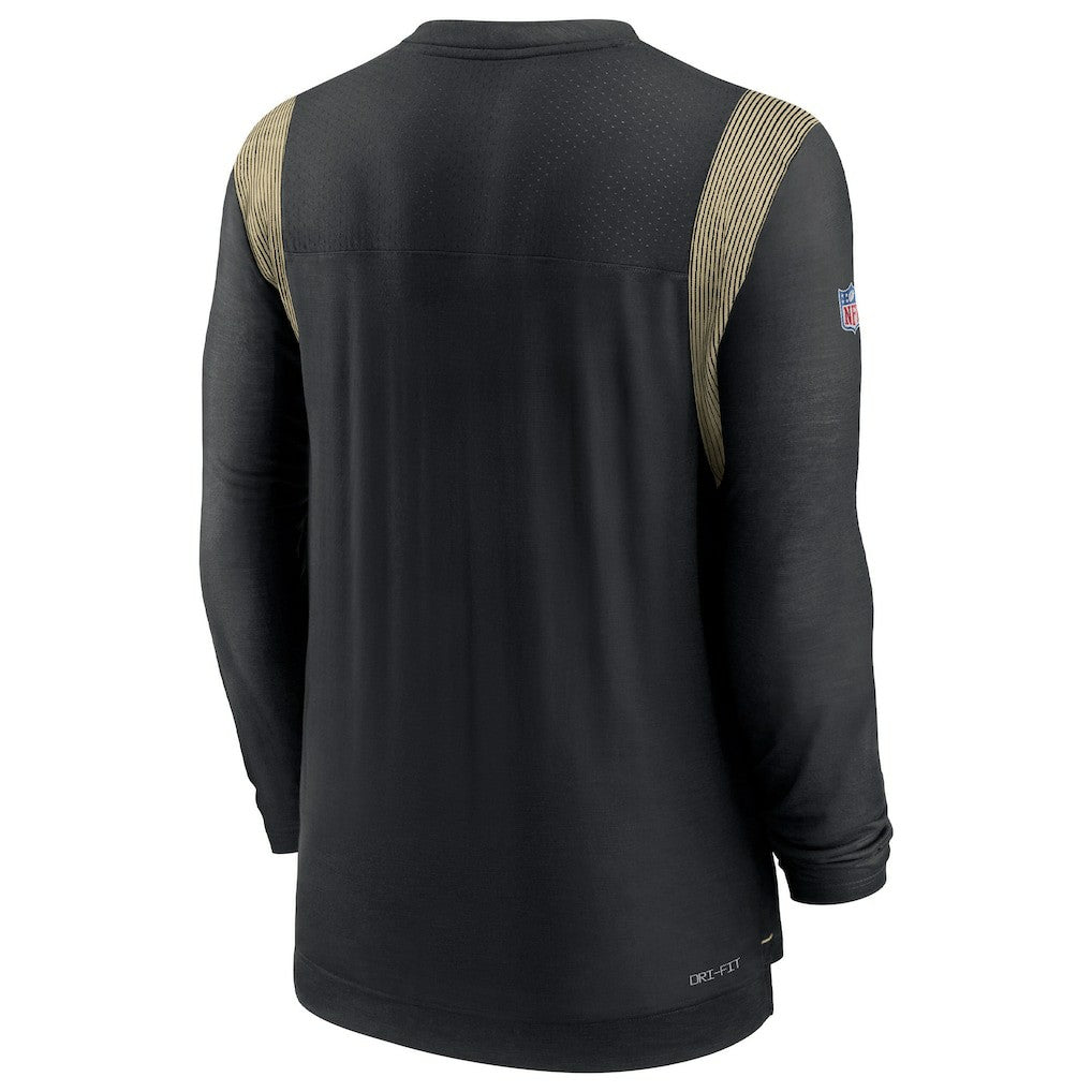 New Orleans Saints Sideline Tonal Logo Performance Player Long Sleeve T-Shirt - Black - Nike