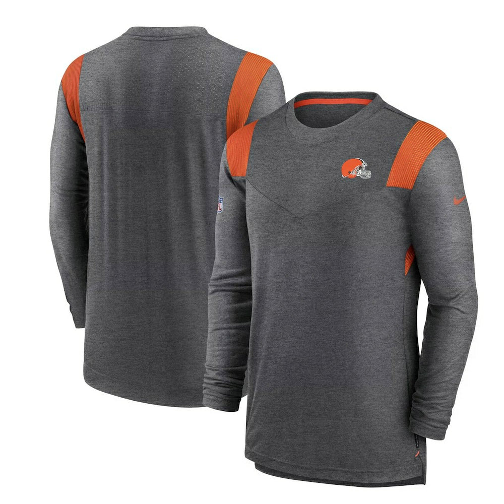 Cleveland Browns Sideline Tonal Logo Performance Player Long Sleeve T-Shirt - Charcoal - Nike