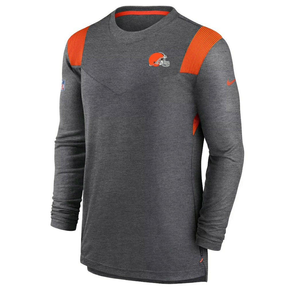 Cleveland Browns Sideline Tonal Logo Performance Player Long Sleeve T-Shirt - Charcoal - Nike
