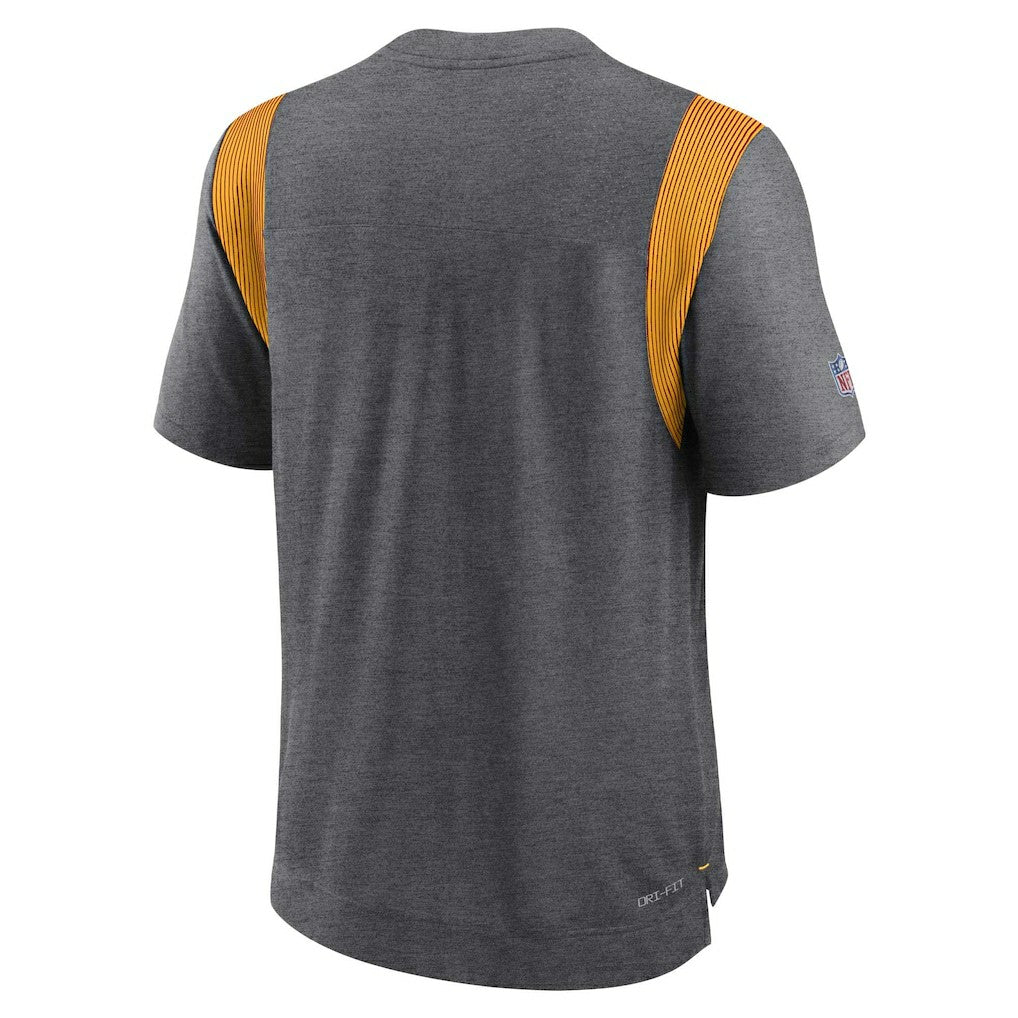 Green Bay Packers Sideline Tonal Logo Performance Player T-Shirt - Heather Charcoal - Nike
