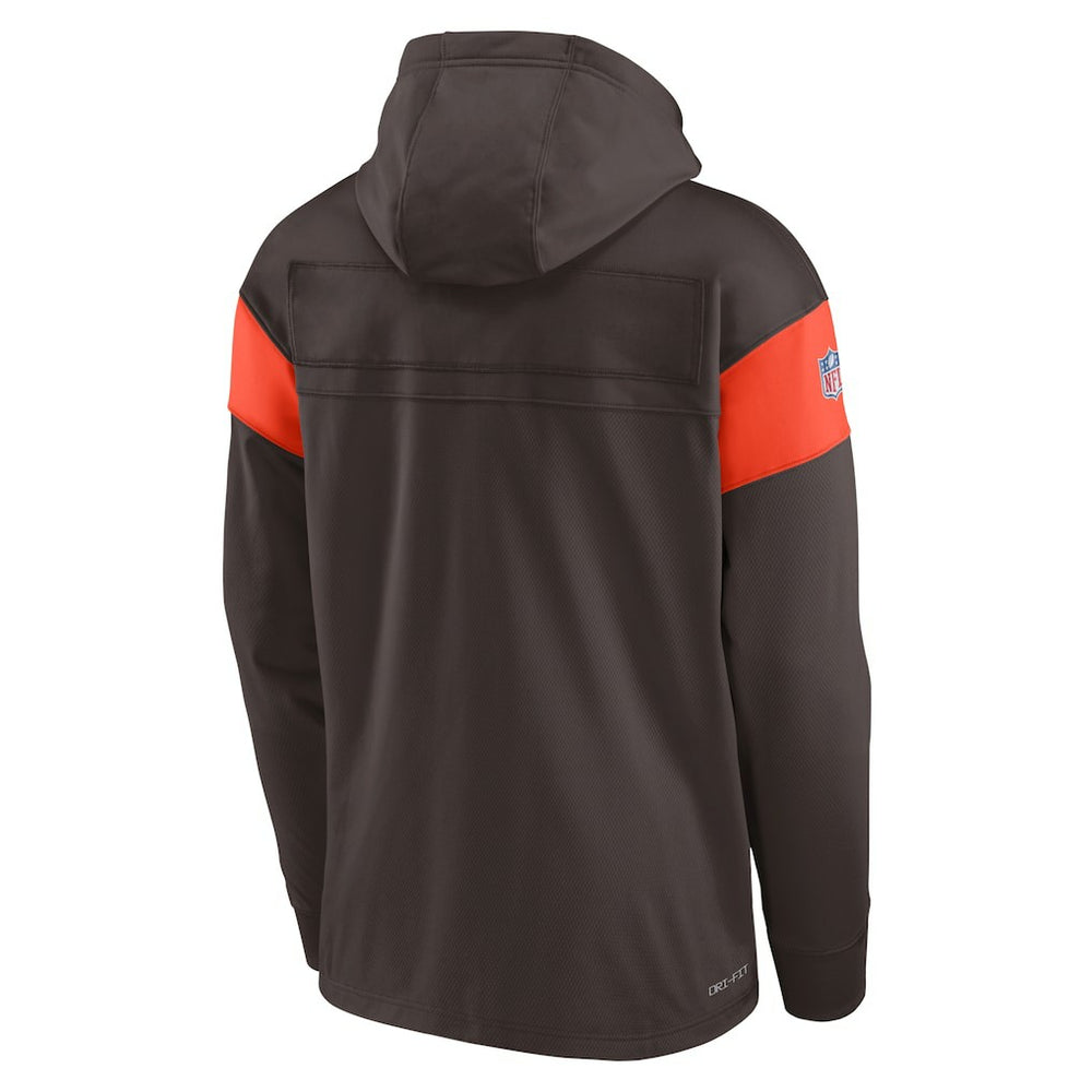 Cleveland Browns Brownie The Elf Sideline Athletic Arch Jersey Performance Pullover Hoodie - Brown - Nike