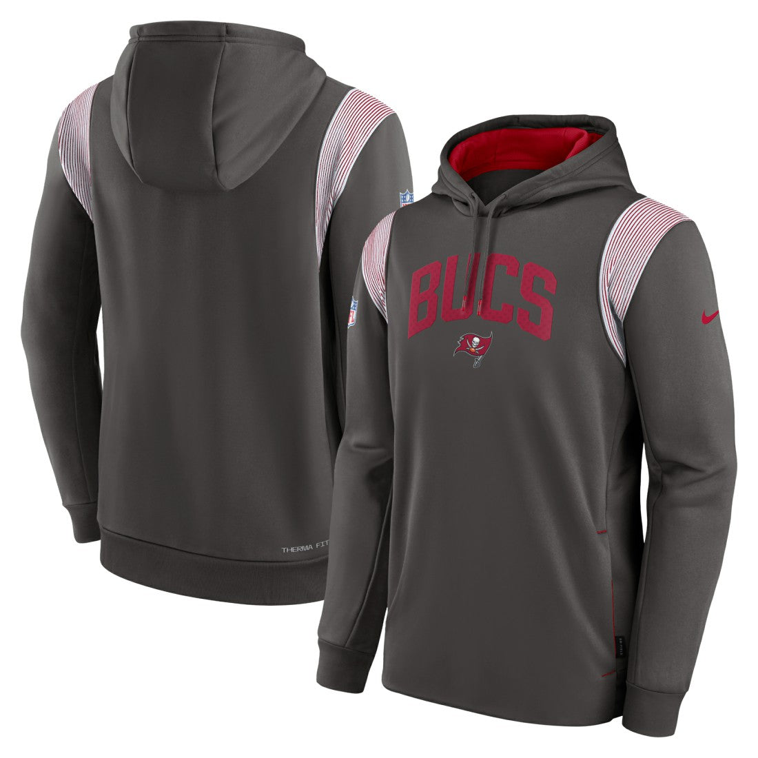 Tampa Bay Buccaneers Sideline Athletic Stack Performance Pullover Hoodie - Pewter - Nike