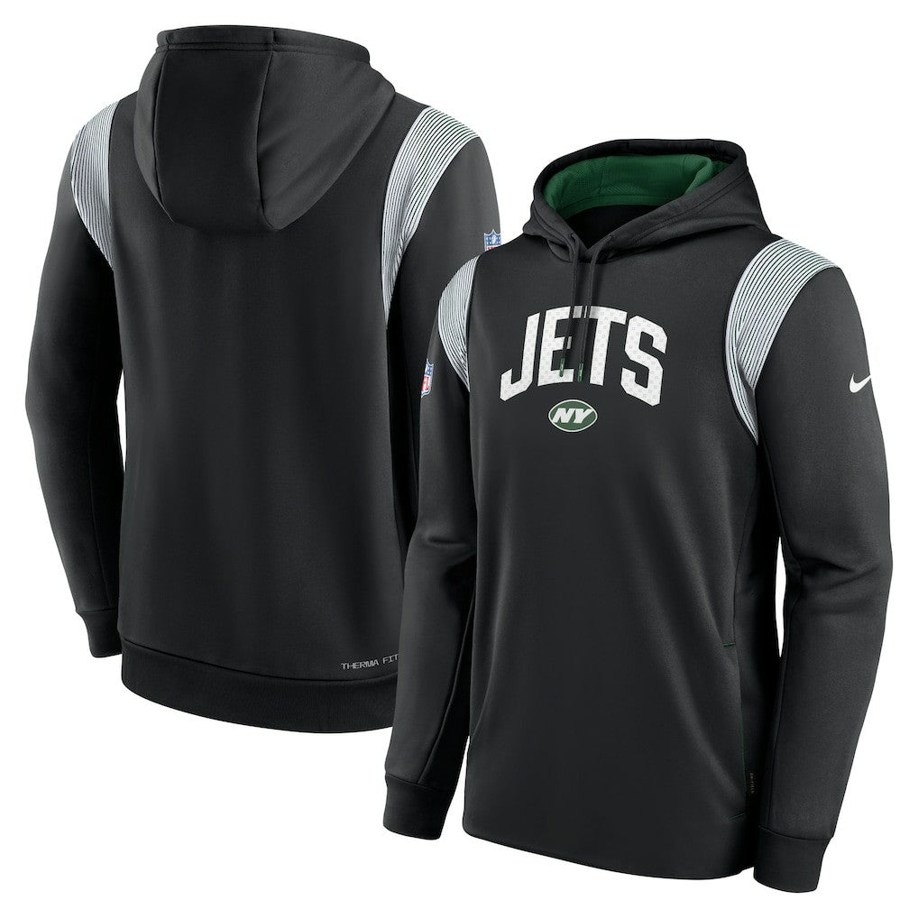 New York Jets Sideline Athletic Stack Performance Pullover Hoodie - Black - Nike