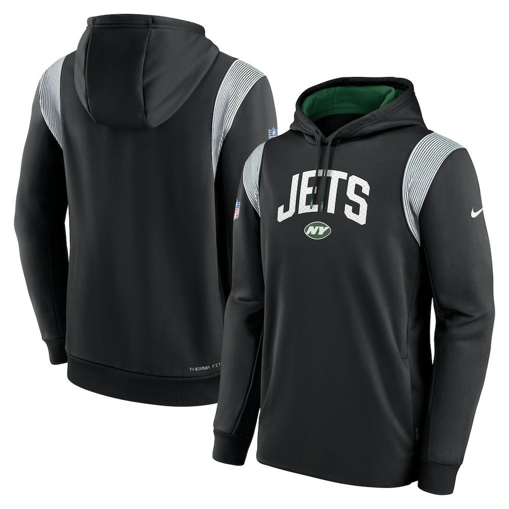 New York Jets Sideline Athletic Stack Performance Pullover Hoodie - Black - Nike