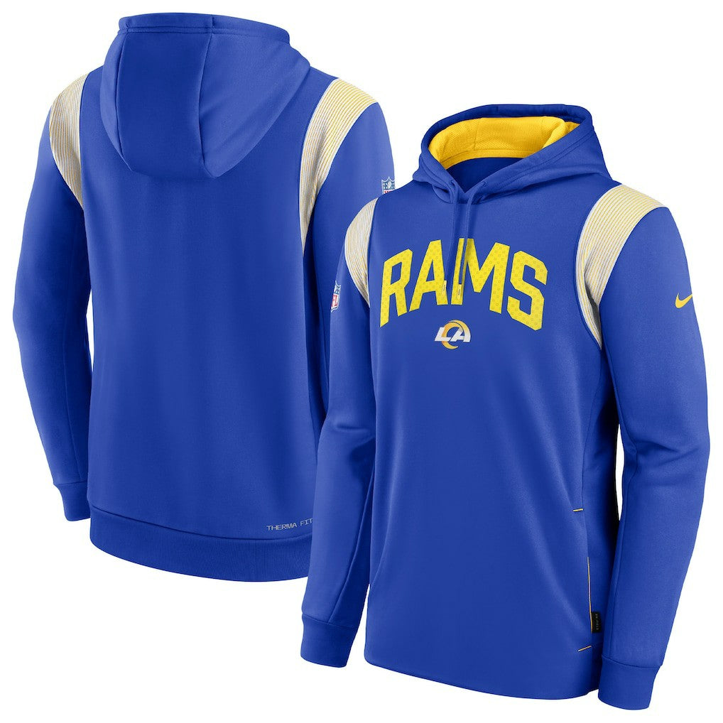 Los Angeles Rams Sideline Athletic Stack Performance Pullover Hoodie - Royal - Nike