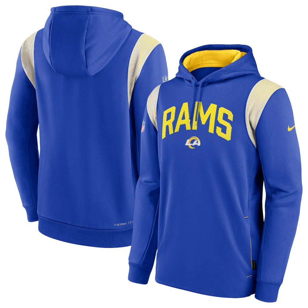 Los Angeles Rams Sideline Athletic Stack Performance Pullover Hoodie - Royal - Nike