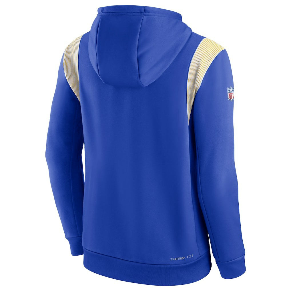 Los Angeles Rams Sideline Athletic Stack Performance Pullover Hoodie - Royal - Nike