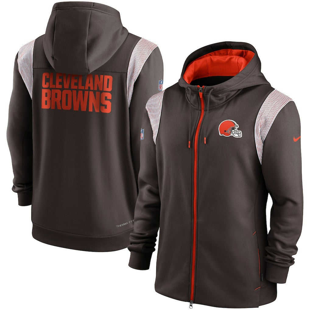 Cleveland Browns Performance Sideline Lockup Full-Zip Hoodie - Brown - Nike
