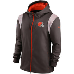 Cleveland Browns Performance Sideline Lockup Full-Zip Hoodie - Brown - Nike