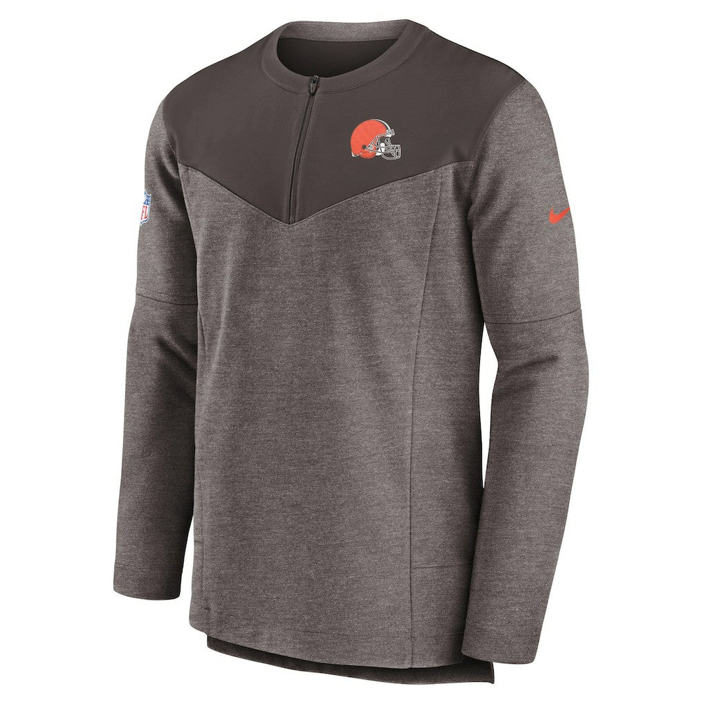 Cleveland Browns Sideline Lockup Performance Quarter-Zip Top - Brown - Nike