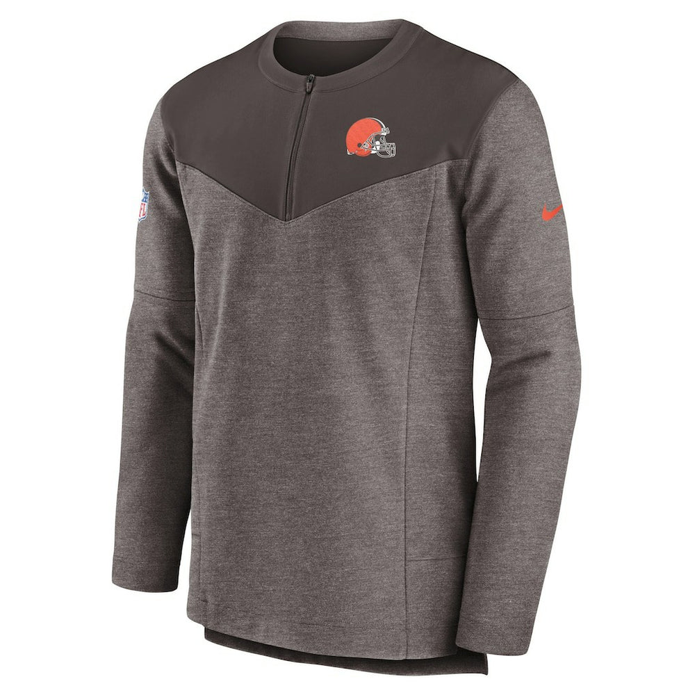 Cleveland Browns Sideline Lockup Performance Quarter-Zip Top - Brown - Nike