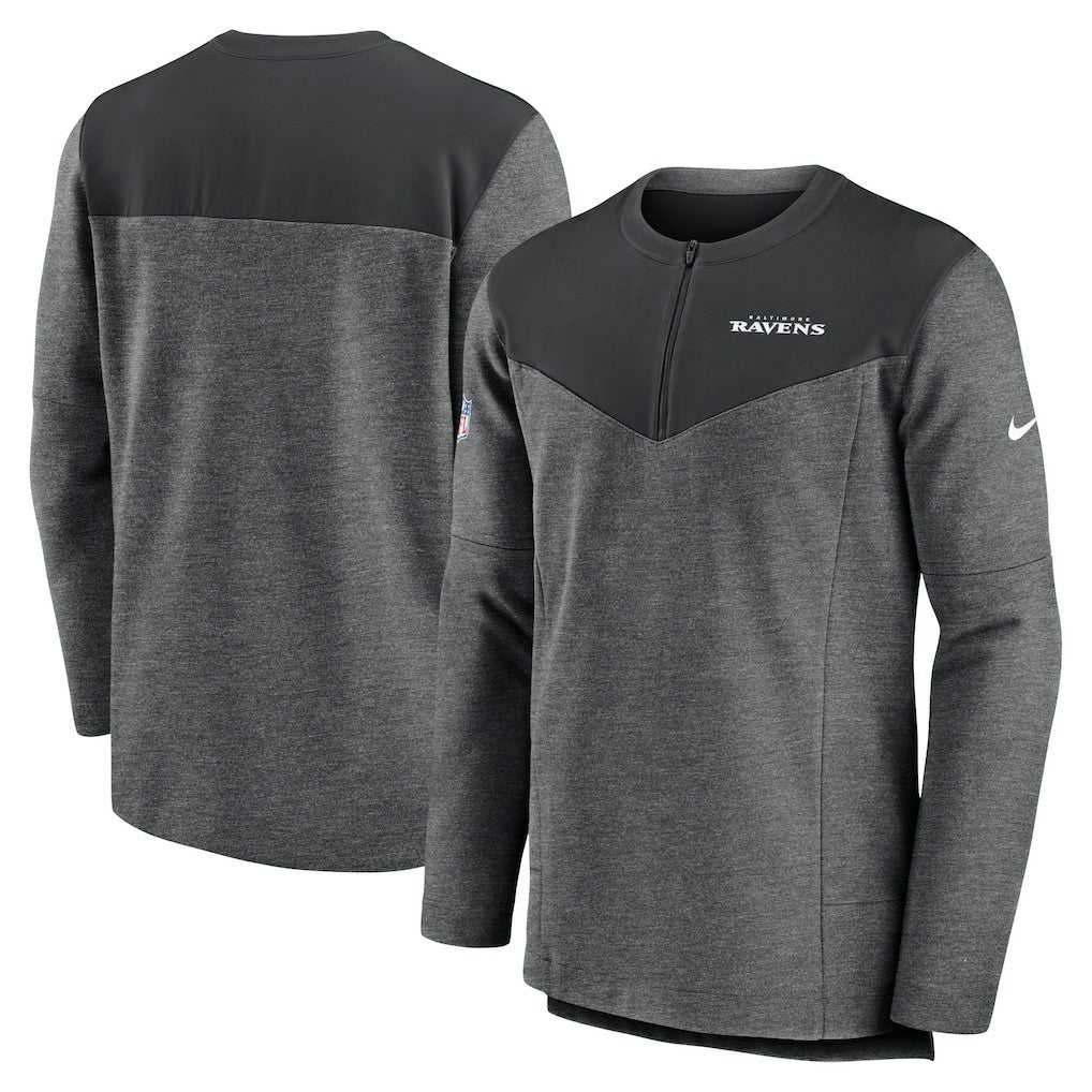 Baltimore Ravens Sideline Lockup Performance Quarter-Zip Top - Charcoal - Nike