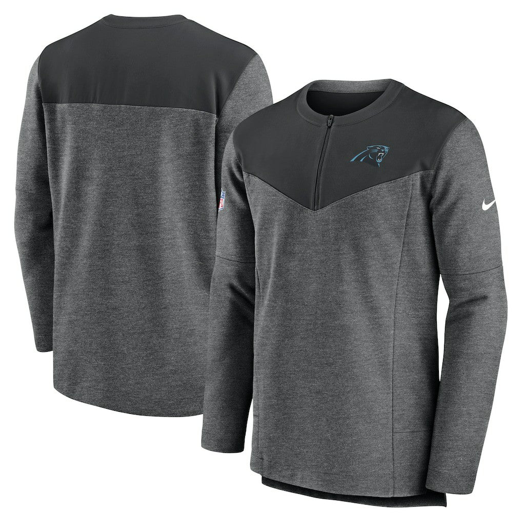 Carolina Panthers Sideline Lockup Performance Quarter-Zip Top - Charcoal - Nike
