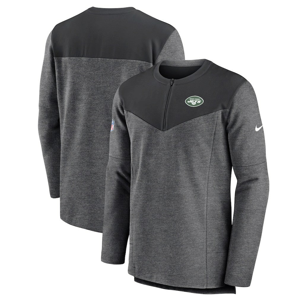 New York Jets Sideline Lockup Performance Quarter-Zip Top - Charcoal - Nike