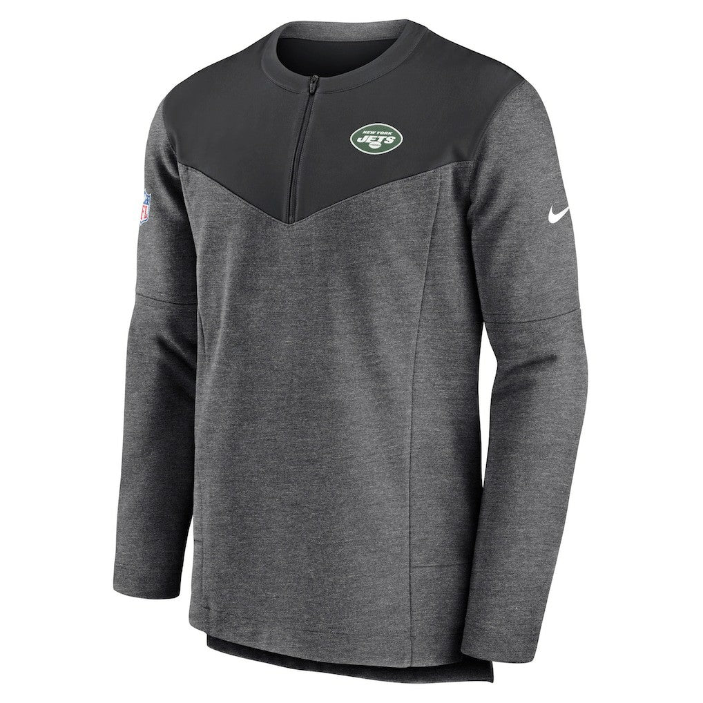 New York Jets Sideline Lockup Performance Quarter-Zip Top - Charcoal - Nike