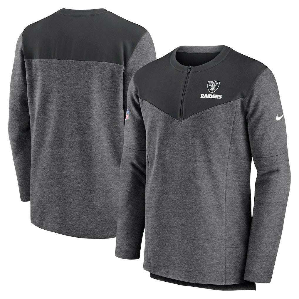 Las Vegas Raiders Sideline Lockup Performance Quarter-Zip Top - Charcoal - Nike