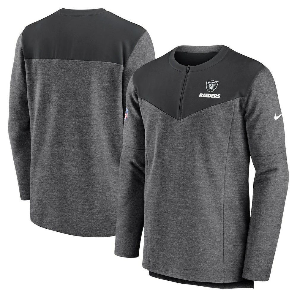 Las Vegas Raiders Sideline Lockup Performance Quarter-Zip Top - Charcoal - Nike