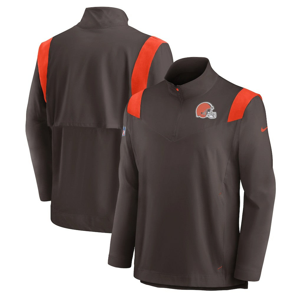Cleveland Browns Sideline Coach Chevron Lockup Quarter-Zip Long Sleeve Top - Brown - Nike