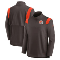 Cleveland Browns Sideline Coach Chevron Lockup Quarter-Zip Long Sleeve Top - Brown - Nike