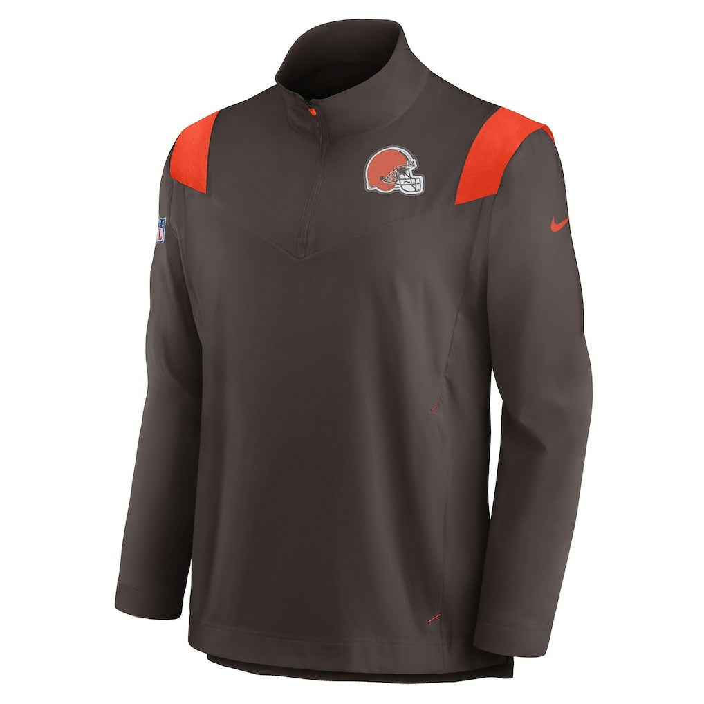 Cleveland Browns Sideline Coach Chevron Lockup Quarter-Zip Long Sleeve Top - Brown - Nike