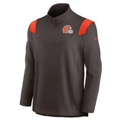 Cleveland Browns Sideline Coach Chevron Lockup Quarter-Zip Long Sleeve Top - Brown - Nike