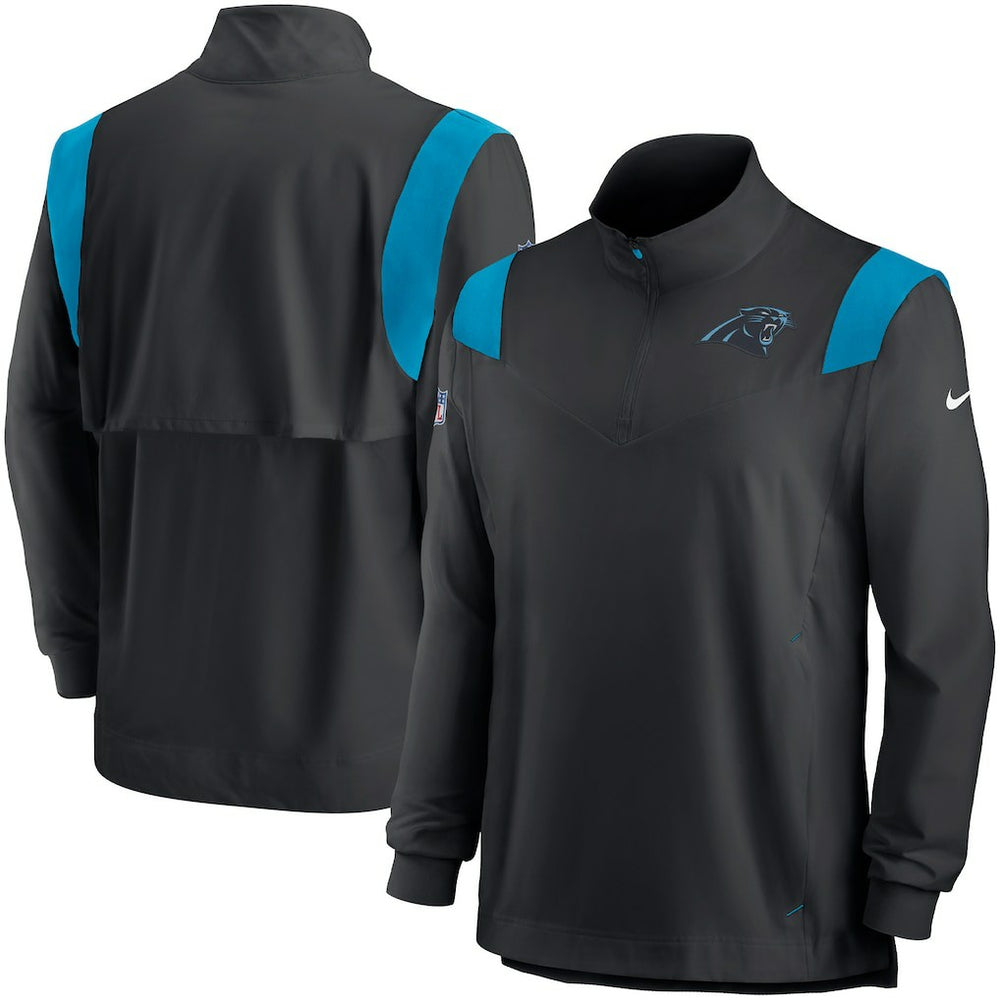 Carolina Panthers Sideline Coach Chevron Lockup Quarter-Zip Long Sleeve Top - Black - Nike