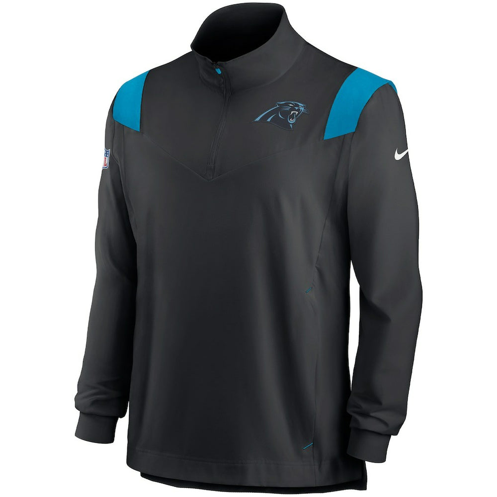 Carolina Panthers Sideline Coach Chevron Lockup Quarter-Zip Long Sleeve Top - Black - Nike