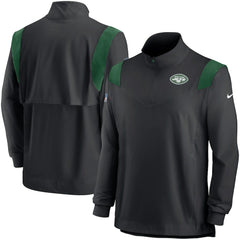 New York Jets Sideline Coach Chevron Lockup Quarter-Zip Long Sleeve Top - Black - Nike