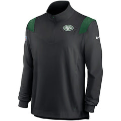 New York Jets Sideline Coach Chevron Lockup Quarter-Zip Long Sleeve Top - Black - Nike