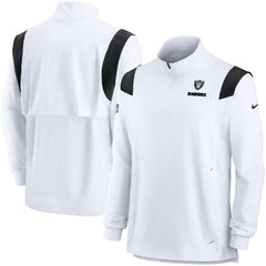 Las Vegas Raiders Sideline Coach Chevron Lockup Quarter-Zip Long Sleeve Top - White - Nike