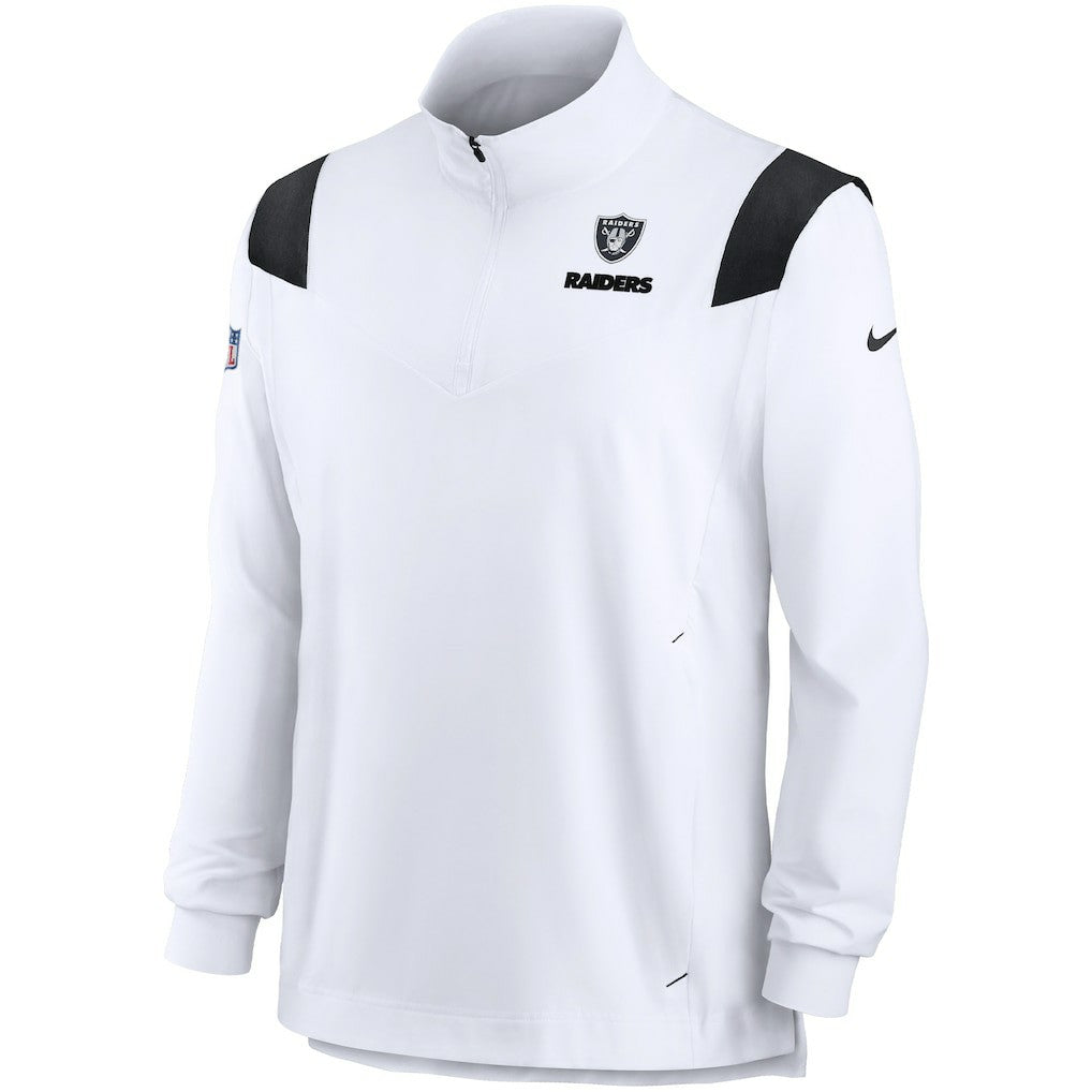 Las Vegas Raiders Sideline Coach Chevron Lockup Quarter-Zip Long Sleeve Top - White - Nike