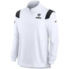 Las Vegas Raiders Sideline Coach Chevron Lockup Quarter-Zip Long Sleeve Top - White - Nike