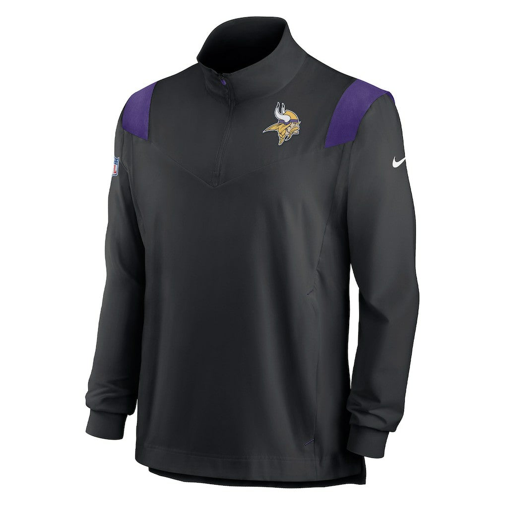Minnesota Vikings Sideline Coach Chevron Lockup Quarter-Zip Long Sleeve Top - Black - Nike