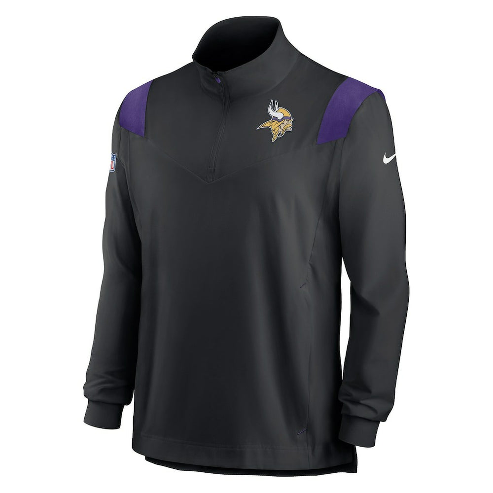 Minnesota Vikings Sideline Coach Chevron Lockup Quarter-Zip Long Sleeve Top - Black - Nike