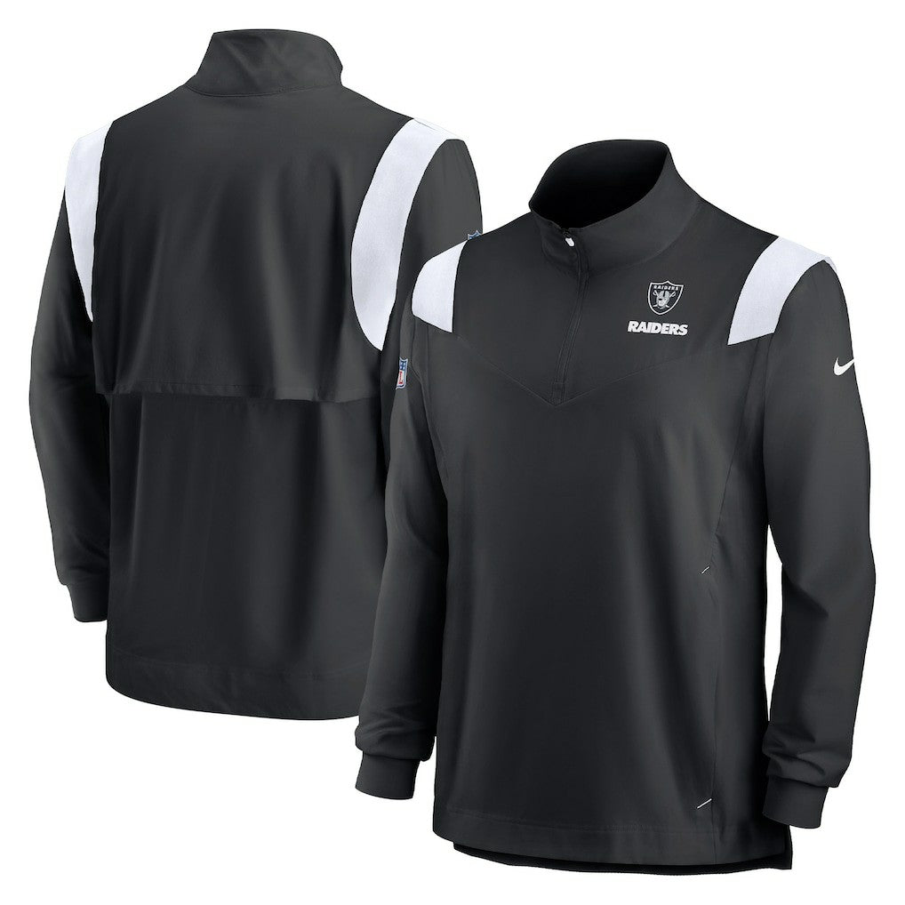 Las Vegas Raiders Sideline Coach Chevron Lockup Quarter-Zip Long Sleeve Top - Black - Nike