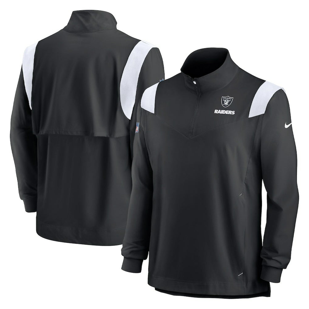 Las Vegas Raiders Sideline Coach Chevron Lockup Quarter-Zip Long Sleeve Top - Black - Nike