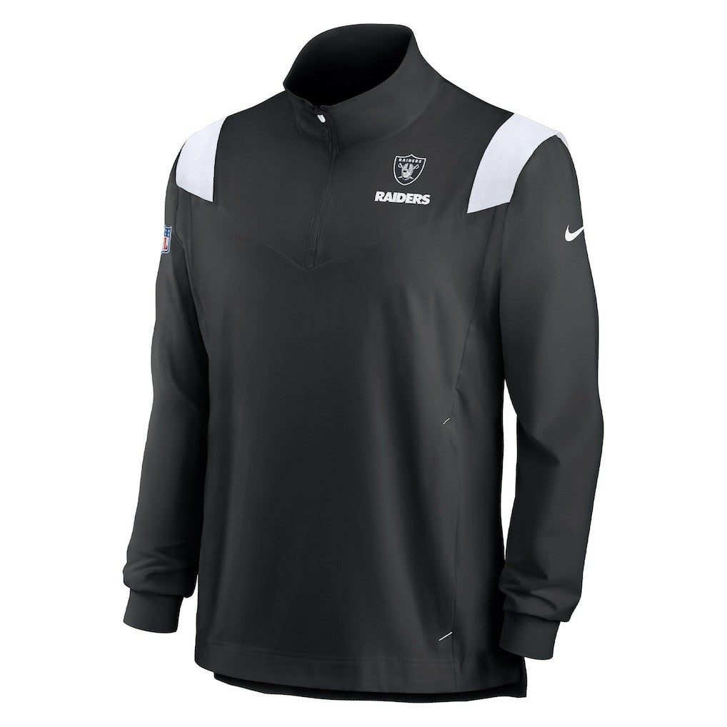 Las Vegas Raiders Sideline Coach Chevron Lockup Quarter-Zip Long Sleeve Top - Black - Nike