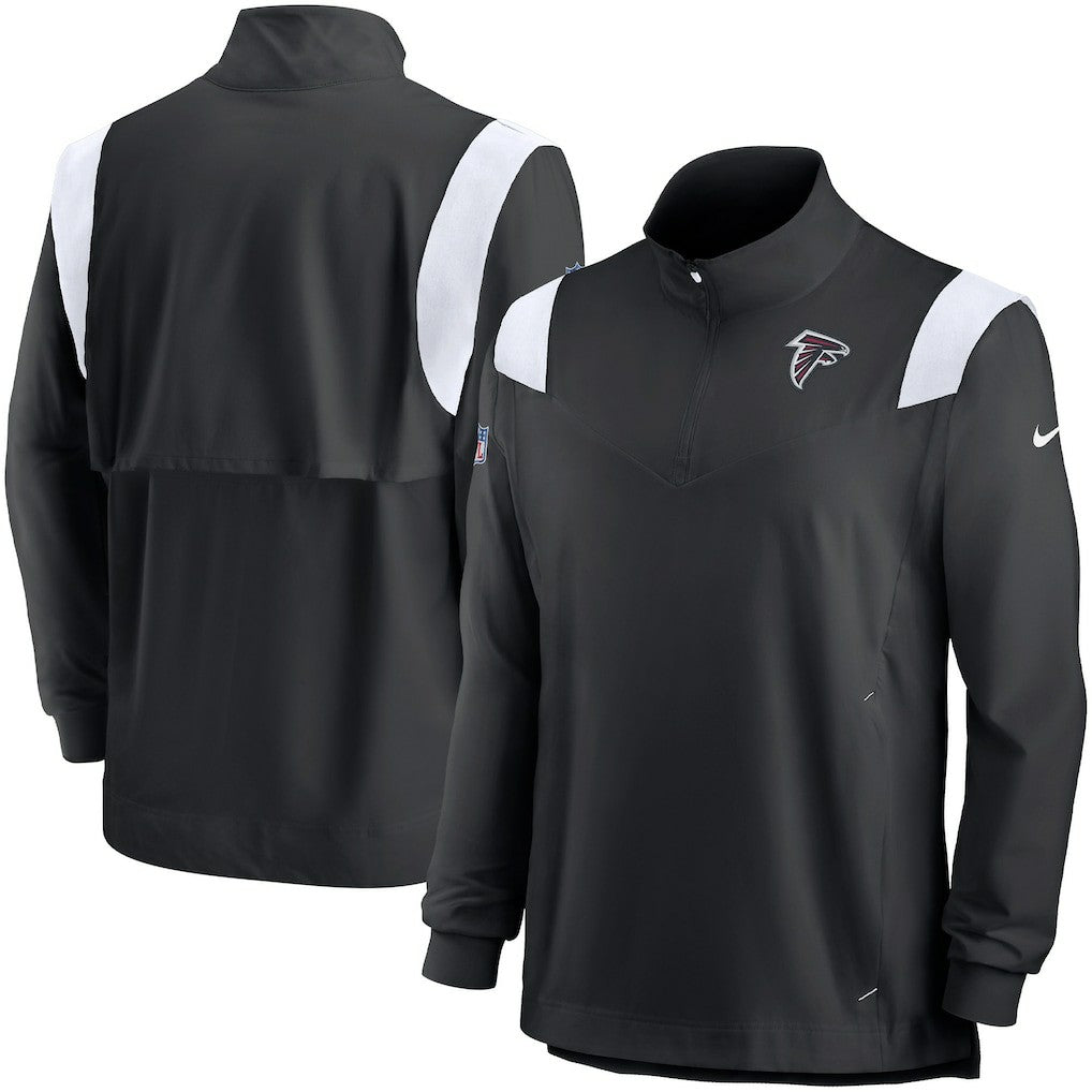 Atlanta Falcons Sideline Coach Chevron Lockup Quarter-Zip Long Sleeve Top - Black/White - Nike